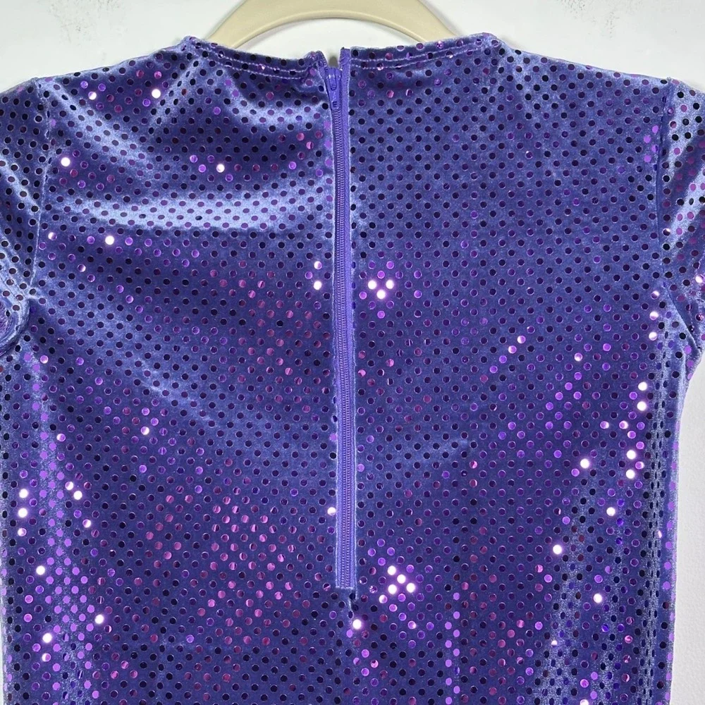 Alexandra Costumes Purple Sequin Leotard Cap Sleeve Performance Dance adult AXS